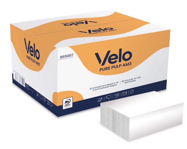 ASCIUGAMANI PIEGATI A M VELO PURE PULP M3 pz. 125X15